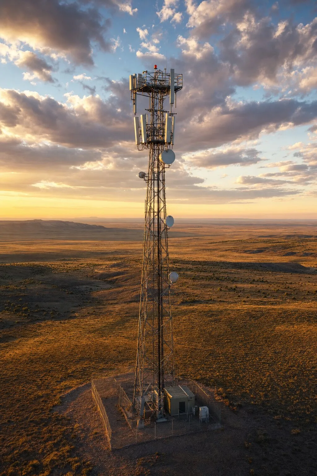 Self-support lattice telecom tower in the American Southwest